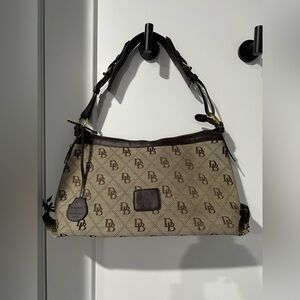 Dooney & Bourke Tan and Brown Monogram Shoulder Bag